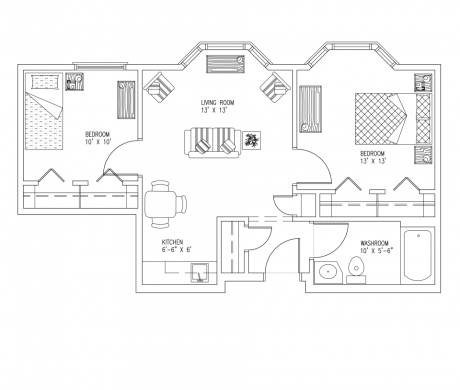 Floor Plan 'd' - Two Bedroom on the 2nd Floor (720 sq ft)